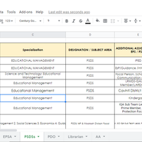 sample work in Google Sheets