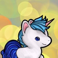 A chibi unicorn used as an example piece for a client.