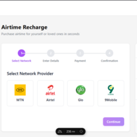 Airtime Topup page for a Bills Payment platform