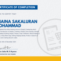 Shopify Freelancing Course Certificate