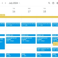 Organized calendar schedule for July