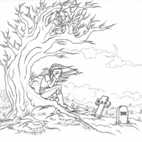 Graveyard. Traditional Illustration. Fine Liner