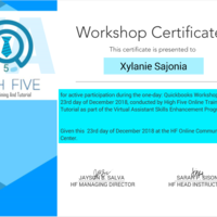 QuickBooks Workshop Certificate