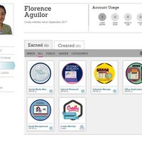 Badges earned for completing lessons to freelancing work.