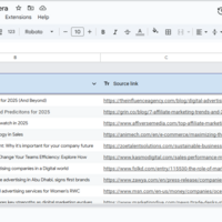 Research and Data Entry. Google sheets