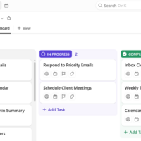 ClickUp project with custom workflow stages and task setup.