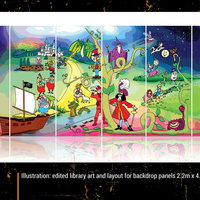 Stylized illustration using edited library art