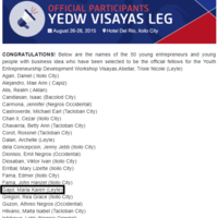 My business idea was selected by GoNegosyo YEDW