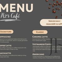 Coffee Shop Menu