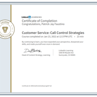 Certificate Customer Service call control