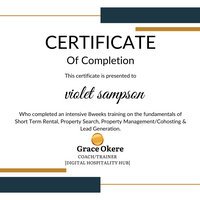 CERTIFICATE OF COMPLETION OR PROPERTY MANAGEMENT