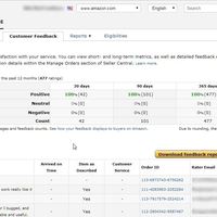Amazon seller central feedback page