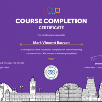 Zoho CRM Course Completion