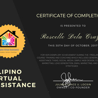 Certificate for Completion as VA
