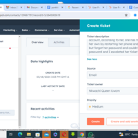 Created a customer's ticket on Hubspot CRM