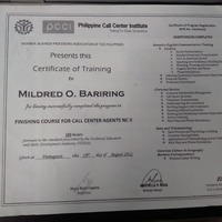 Certificate Training-Finishing Course for Call Center Agent 