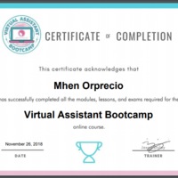 Virtual Assistant Bootcamp Certificate