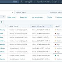 Support ticket overview and statuses in HubSpot.