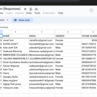 Google sheet showing responses I generated with a form.