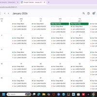 Neatly organized calender