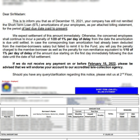 Sending of Past Due Billing