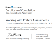 Pre-hire assessment Certificate