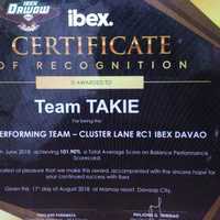 This is a Certificate of Recognition as a Team Manager