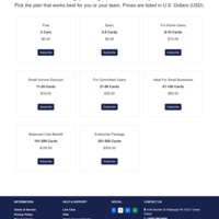 Pricing page for subscriptions