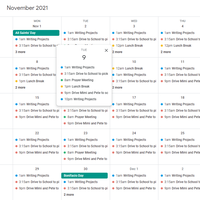 Calendar management using Google Calendar