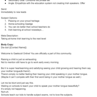 Language guide indoctrination email