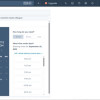 Hubspot booking page and booking link creation