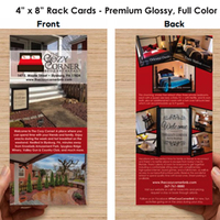 Rack cards for the Cozy Corner Bed & Breakfast (now closed)