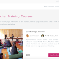 Teacher Training project list of courses page