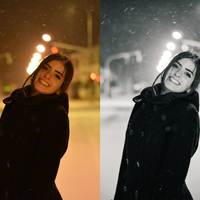 Before and after night portrait