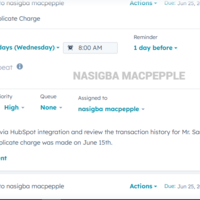 I created a task on Hubspot