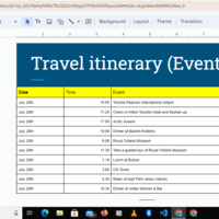 Travel itinerary  (Event