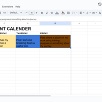 Social media content calendar
