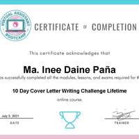 Cover Letter Challenge Certificate