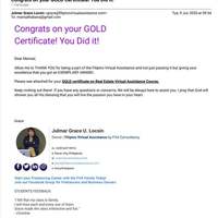 Email Confirmation from Filipino Virtual Assistance Academy