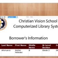 GUI - Christian Vision School Computerized Library System