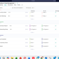 Nifty dashboard showing task lists and workflow statuses