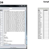 Java HTML Table code generator for size charts