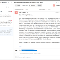 Positive customer feedback via Gorgias