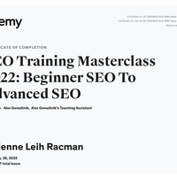 SEO Training Masterclass Certificate