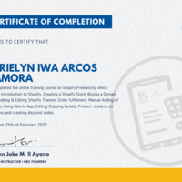 Shopify Freelancing Course Certificate