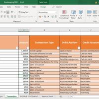 Bookkeeping using Ms Excel Transaction sheet