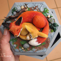 Fox Box Cover. Polymer Clay. Acrylic Hand painted