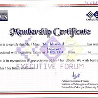 Executive Forum Member Certificate