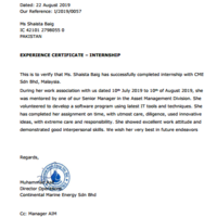 Experience Certificate 