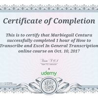 General Transcription Certificate